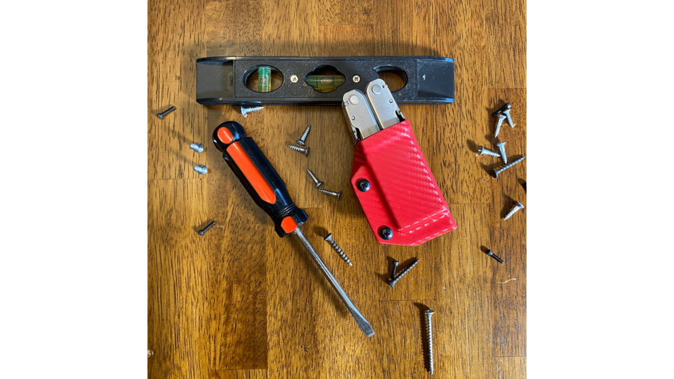 Clip &amp; Carry Kydex Sheath for the Leatherman Supertool 300, Carbon Fiber Red, LST300-CF-RED