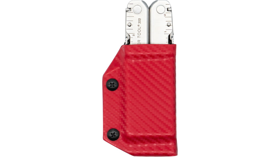 Clip &amp; Carry Kydex Sheath for the Leatherman Supertool 300, Carbon Fiber Red, LST300-CF-RED
