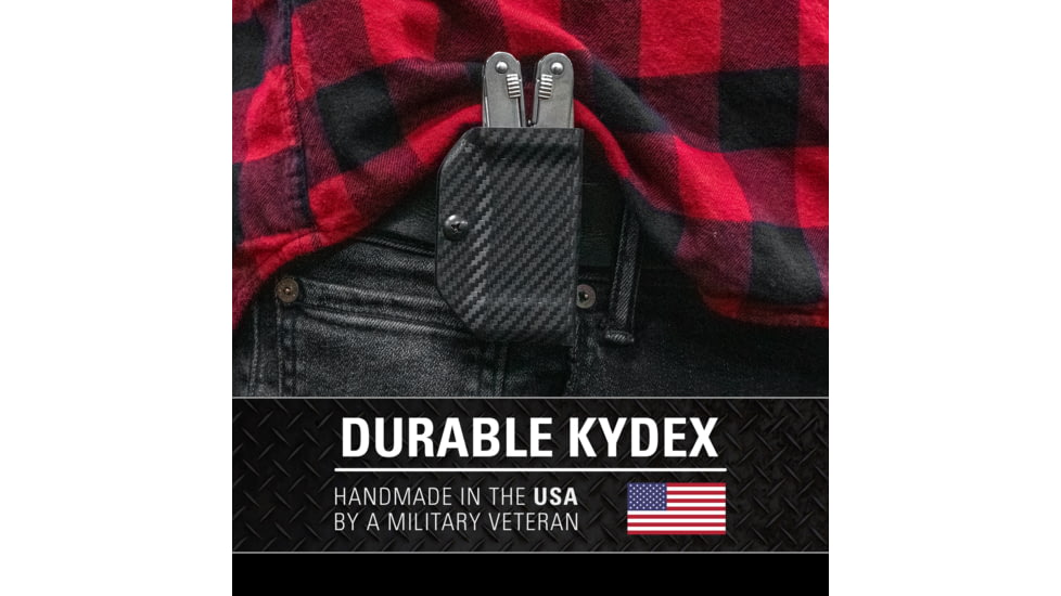 Clip &amp; Carry Kydex Sheath for the Victorinox SPIRIT, Carbon Fiber Black, VSPIRIT-CF-BLK