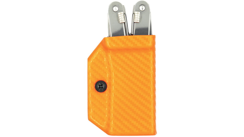 Clip &amp; Carry Kydex Sheath for the Victorinox SPIRIT, Carbon Fiber Orange, VSPIRIT-CF-ORNG