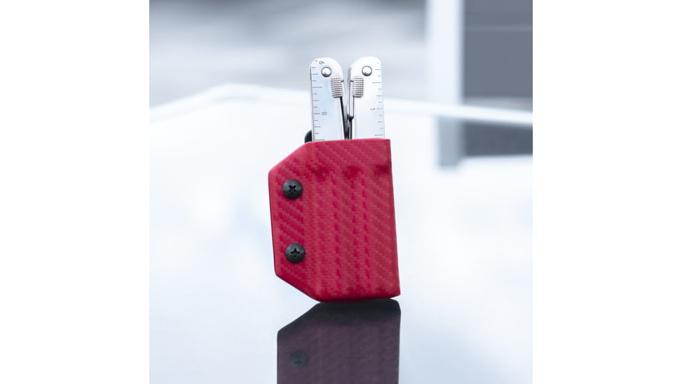 Clip &amp; Carry Kydex Sheath for the Victorinox Swisstool, Carbon Fiber Red, VSTOOL-CF-RED