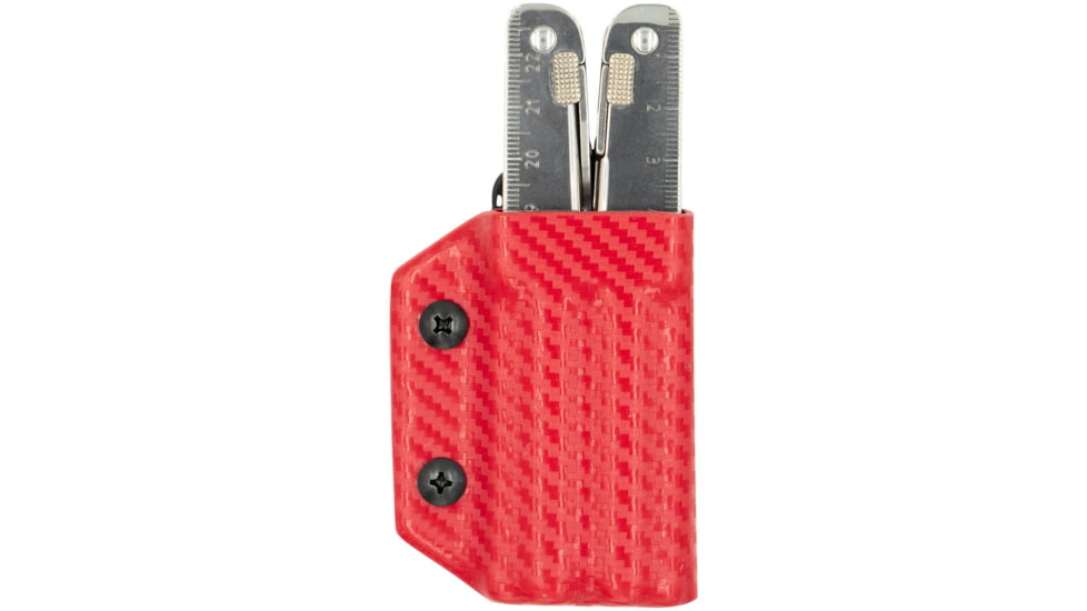 Clip &amp; Carry Kydex Sheath for the Victorinox Swisstool, Carbon Fiber Red, VSTOOL-CF-RED