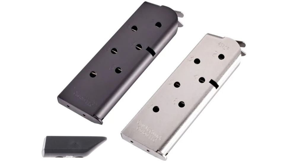 CM Products Match Grade 1911 .45 ACP 8-Round Pistol Magazine w/Base Pad, Black, Stainless