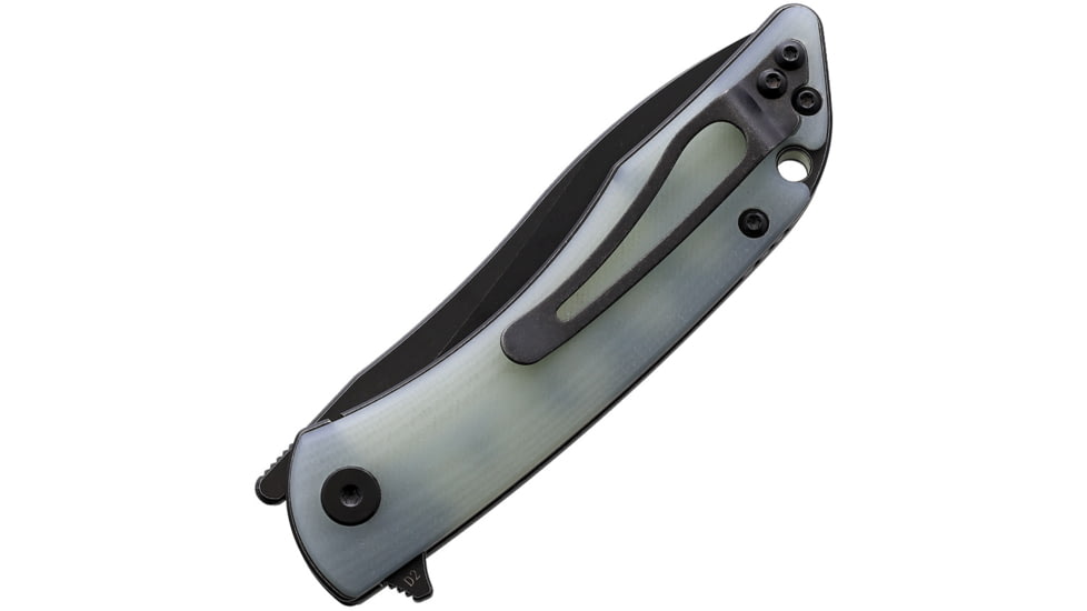 CMB Made Knives Blaze Folding Knife, 4in Closed, 3in Black D2 Tool Steel Blade, Jade G10 Handle, Nylon Sheath, CMB06T