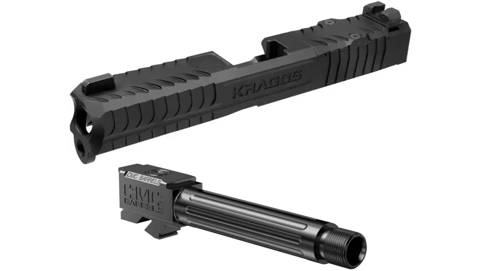 CMC Kragos Glock 19 Gen 3 Pistol Slide &amp; Match Precision Fluted Barrel Compatible With Glock 19 Gen 3-4