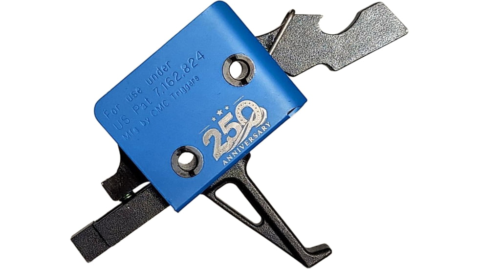 CMC Triggers AR-15/AR-10 Single Stage 250 yr Celebration Limited Edition AR Trigger, Flat, 3.5lb, Blue, CMC-AR-D-S-SF-3.5-S-B250