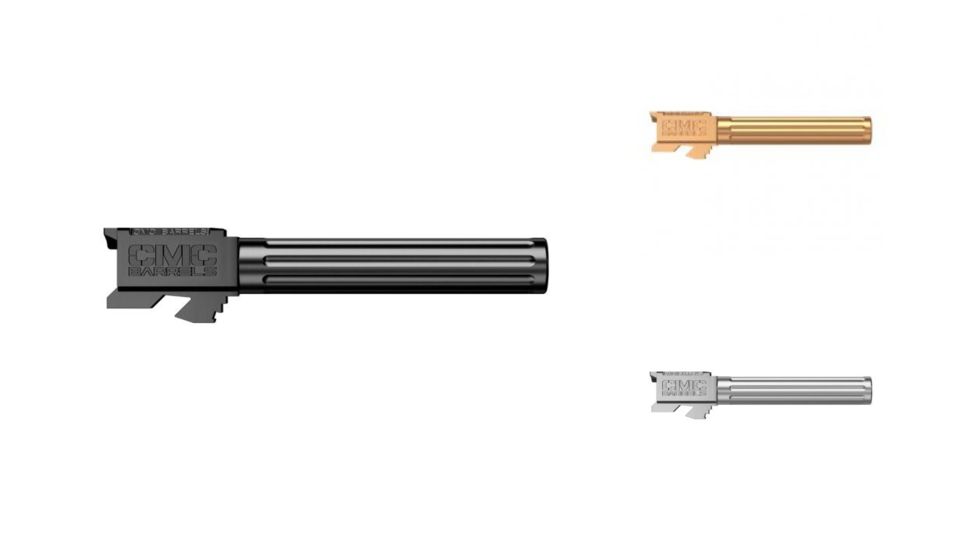 CMC Triggers Match Precision Fluted Barrel Compatible With Glock 34 Gen 3, Black, Bronze, Stainless
