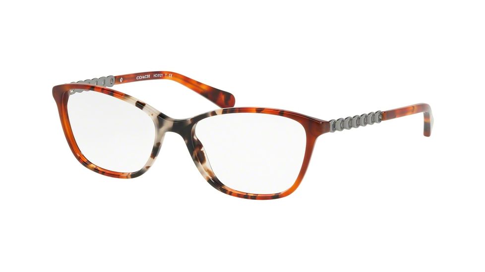 Coach HC6121F Prescription Eyeglasses, 55mm, Amber Grey Multi Tort, HC6121F-5519-55-SV