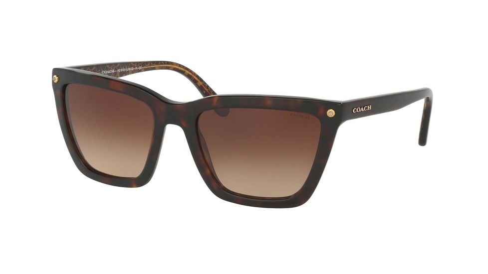 Coach HC8191F Sunglasses 539413-56 - Dark Tort/Dark Tort Gold Sig C Frame, Smoke Gradient Lenses