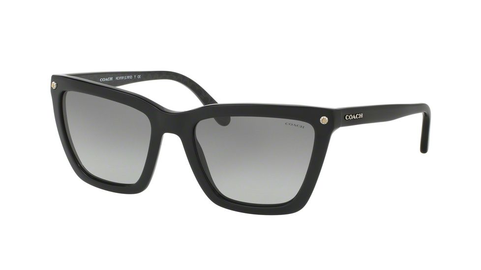 Coach HC8191F Sunglasses 542011-56 - Black/Black Gunmetal Frame, Grey Gradient Lenses