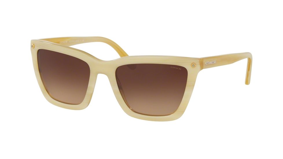 Coach HC8191F Sunglasses 542313-56 - Ivory Horn Frame, Brown Gradient Lenses