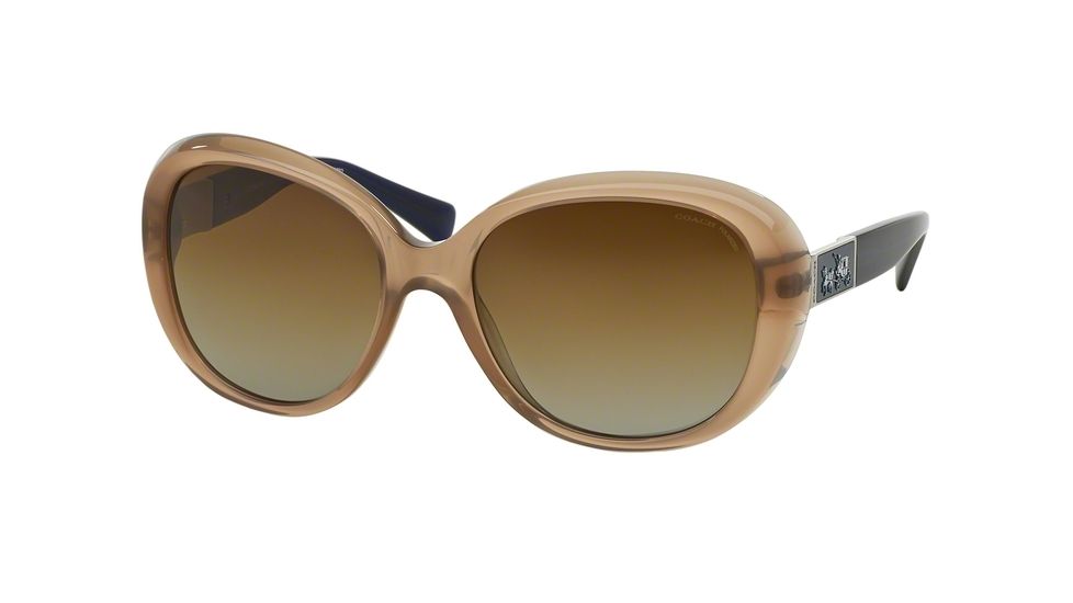 Coach L094 CARTER HC8120 Sunglasses 5260T5-57 - Milky Brown/Navy Frame, Brown Blue Gradient Polarized Lenses