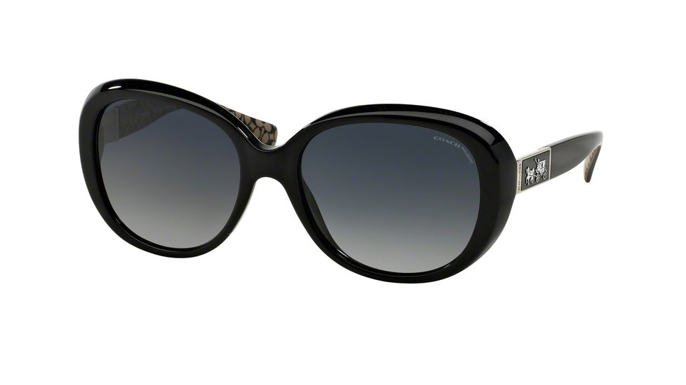 Coach L094 CARTER HC8120 Sunglasses 5261T3-57 - Black/Black Military Sig C Frame, Grey Gradient Polarized Lenses