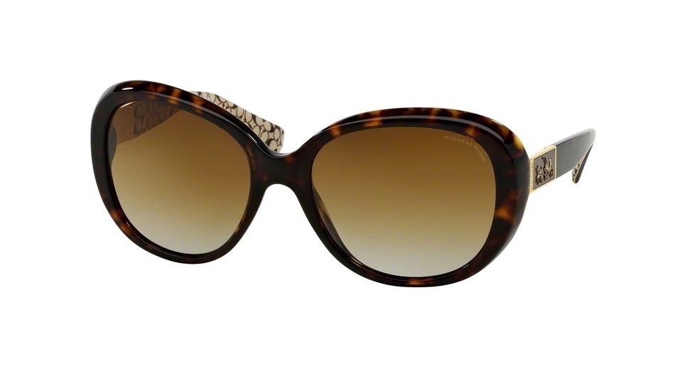 Coach L094 CARTER HC8120 Sunglasses 5262T5-57 - Dark Tort/Dark Tort Sand Sig C Frame, Brown Gradient Polarized Lenses