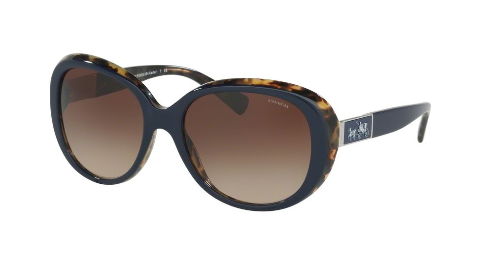 Coach L094 CARTER HC8120 Sunglasses 537913-57 - Navy Milky Tortoise Frame, Smoke Gradient Lenses