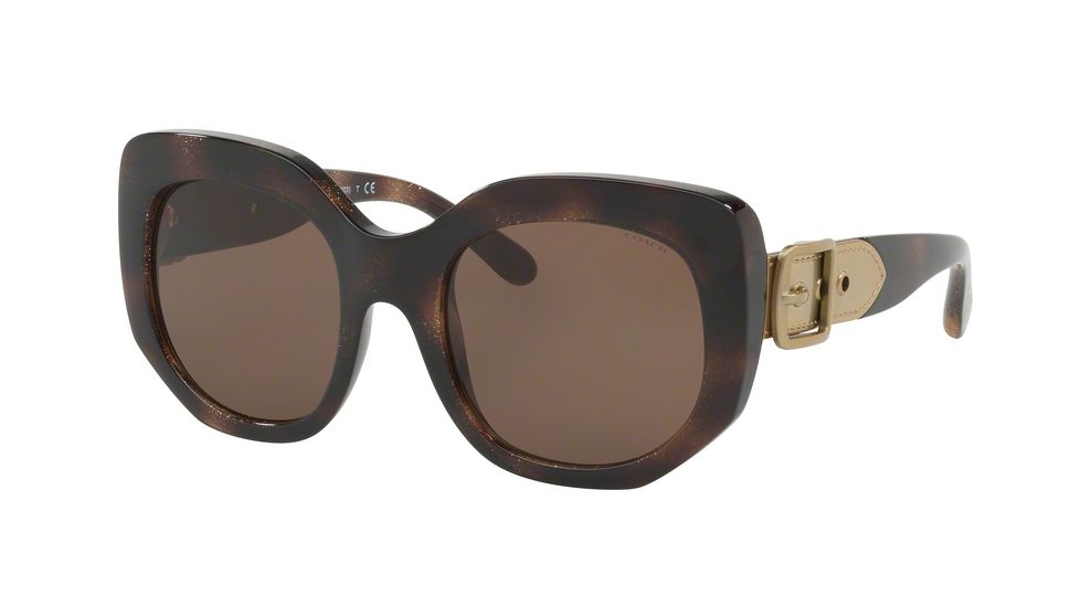 Coach L1003 HC8228 Progressive Prescription Sunglasses HC8228-550073-53 - Lens Diameter 53 mm, Frame Color Dark Tortoise Shimmer