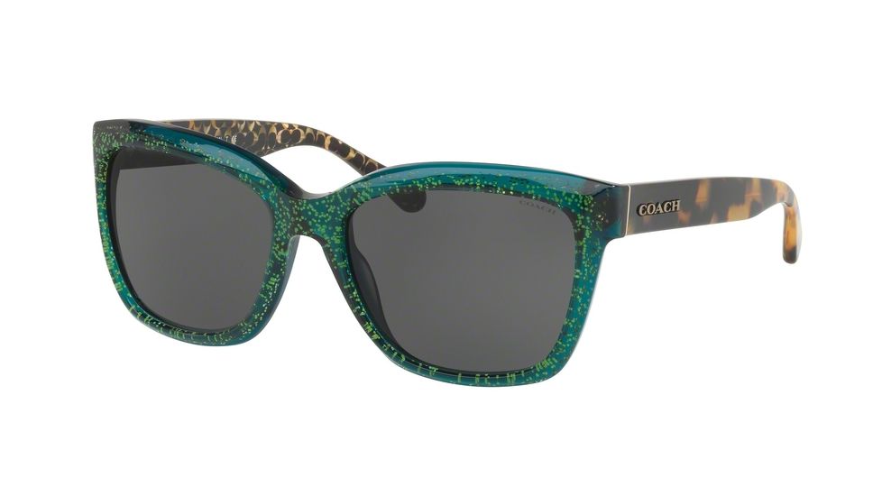 Coach L1007 HC8230F Sunglasses 550687-57 - Emerlad Chunky Glitter Frame, Dark Grey Solid Lenses