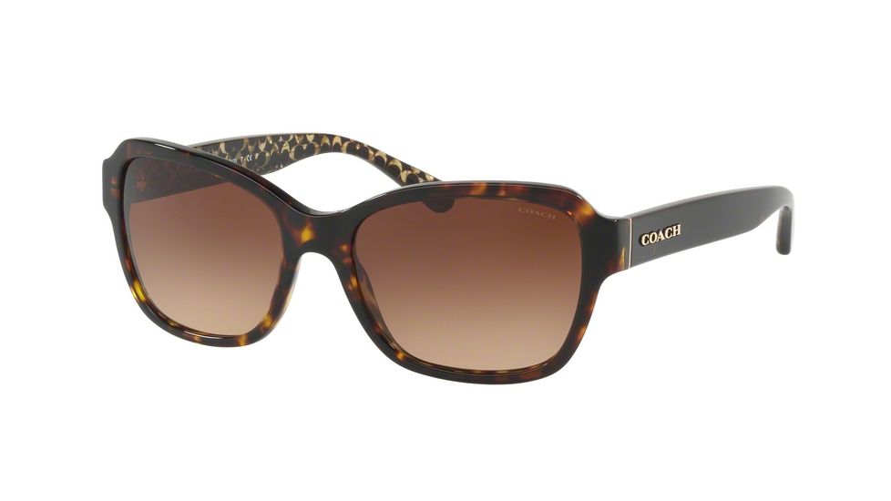 Coach L1010 HC8232 Single Vision Prescription Sunglasses HC8232-550713-56 - Lens Diameter 56 mm, Frame Color Dark Tortoise