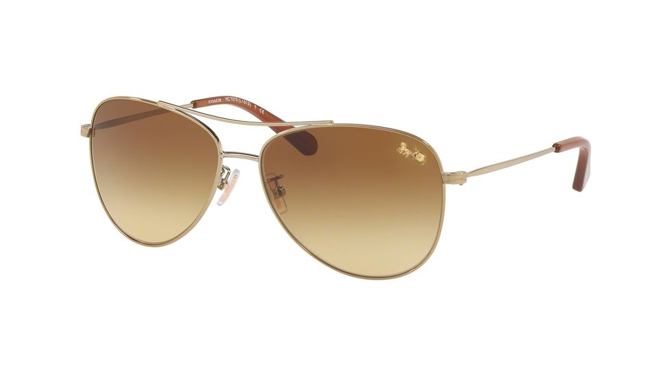 Coach L1013 HC7079 Progressive Prescription Sunglasses HC7079-93222L-58 - Lens Diameter 58 mm, Frame Color Light Gold