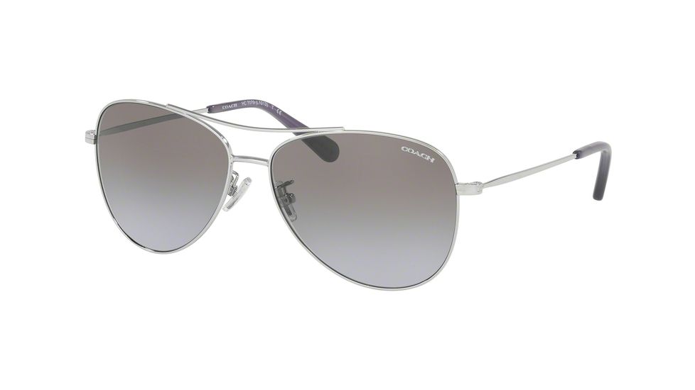 Coach L1013 HC7079 Progressive Prescription Sunglasses, 58mm, Shiny Silver, HC7079-90014Q-58-PRO