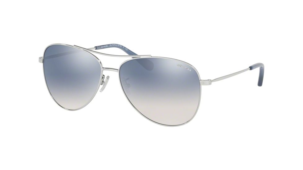 Coach L1013 HC7079 Progressive Prescription Sunglasses, 58mm, Shiny Silver, HC7079-90017B-58-PRO