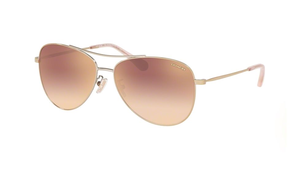Coach L1013 HC7079 Progressive Prescription Sunglasses, 58mm, Shiny Light Gold, HC7079-90056F-58-PRO