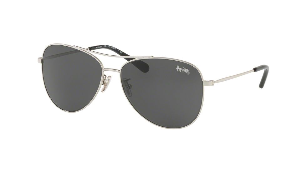 Coach L1013 HC7079 Progressive Prescription Sunglasses, 58mm, Shiny Silver, HC7079-901587-58-PRO