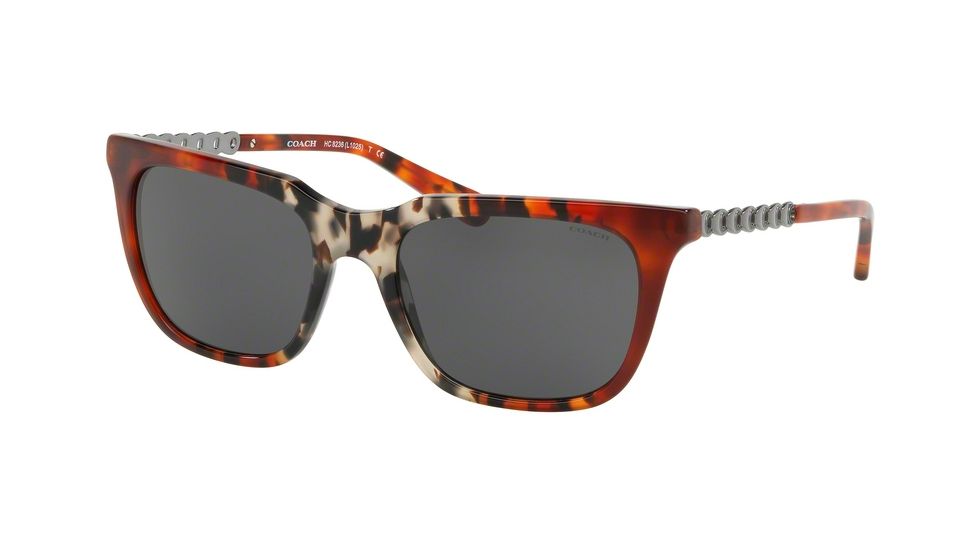 Coach L1025 HC8236 Prescription Sunglasses, 56mm, Amber Grey Multi Tort, HC8236-551987-56-SV