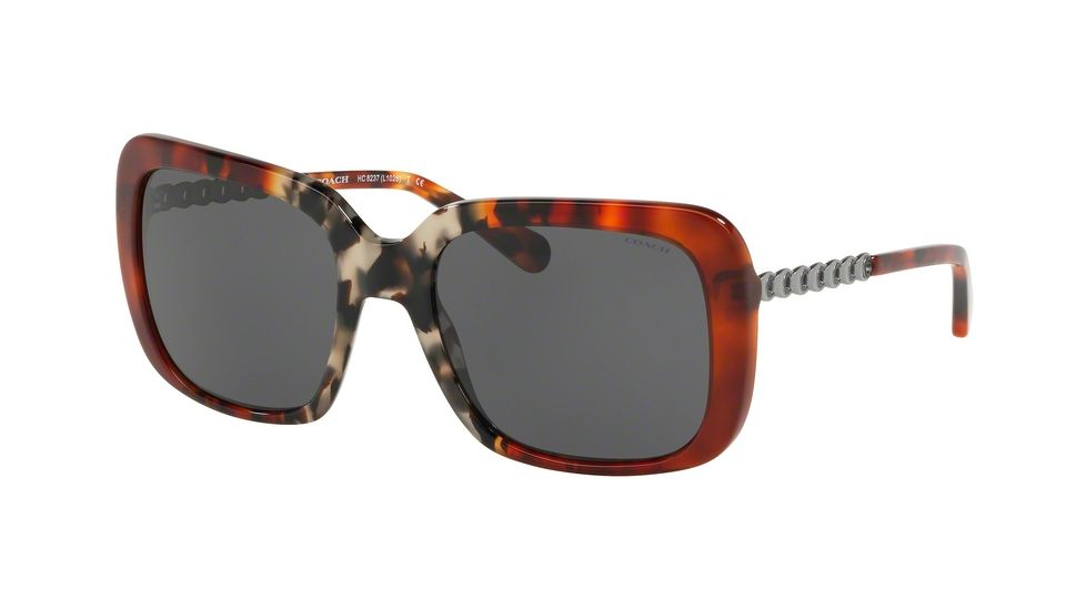 Coach L1026 HC8237 Bifocal Prescription Sunglasses, 57mm, Amber Grey Multi Tort, HC8237-551987-57-BI