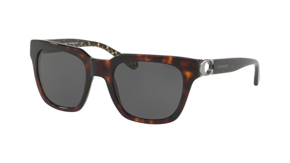 Coach L1029 HC8240F Sunglasses 550787-52 - Dark Tortoise Frame, Dark Grey Solid Lenses