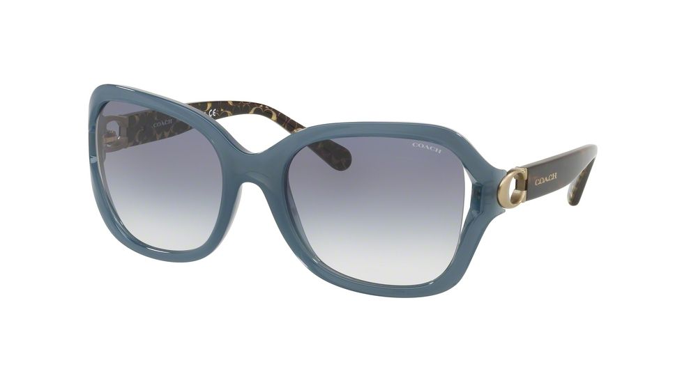 Coach L1030 HC8238 Progressive Prescription Sunglasses HC8238-552179-57 - Lens Diameter 57 mm, Frame Color Match Milky Blue Denim