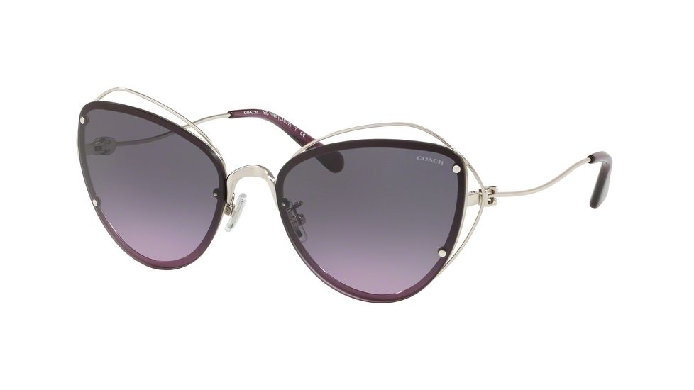Coach L1037 HC7086 Sunglasses 900190-60 - Silver Frame, Purple Gradient Lenses