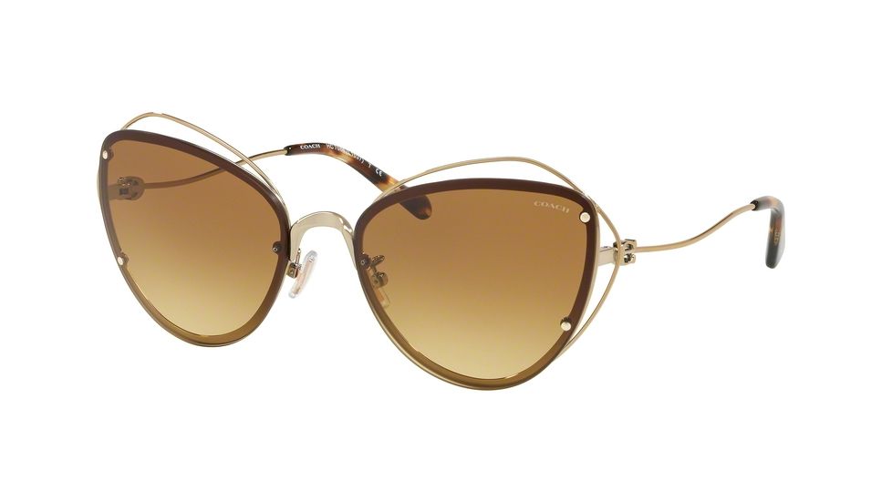Coach L1037 HC7086 Sunglasses 90052L-60 - Light Gold Frame, Light Amber Gradient Lenses
