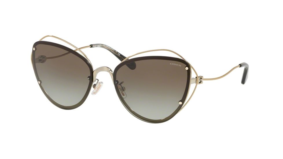 Coach L1037 HC7086 Sunglasses 90058E-60 - Light Gold Frame, Grey Green Abstract Tort Lenses