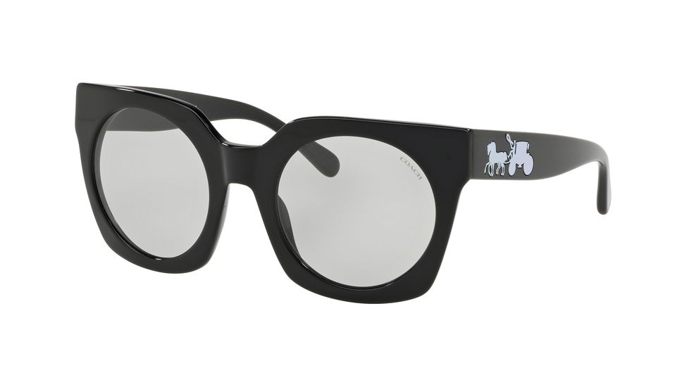 Coach L1047 HC8250 Sunglasses 500287-51 - Black Solid Frame, Light Grey Solid Lenses