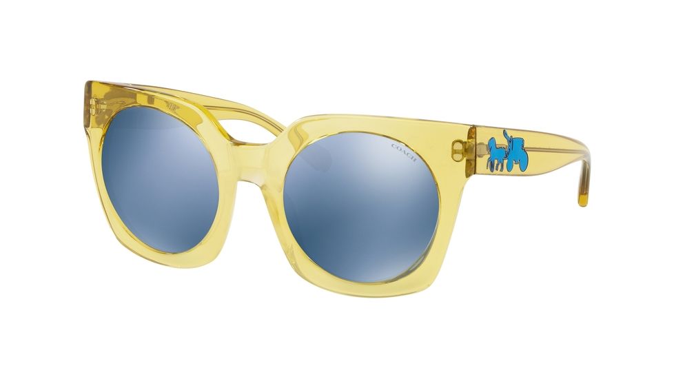 Coach L1047 HC8250 Sunglasses 55241U-51 - Yellow Trans Frame, Light Blue Solid Lenses