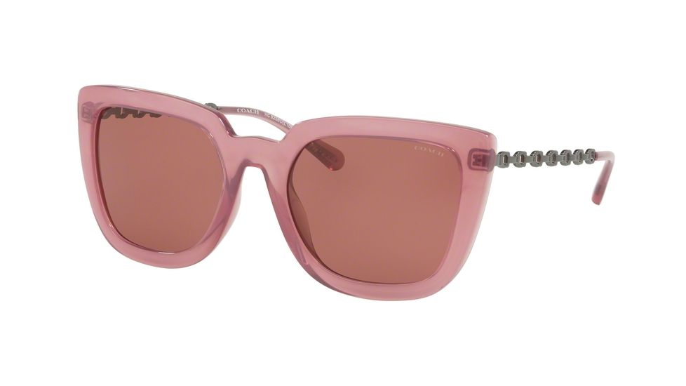 Coach L1064 HC8258U Prescription Sunglasses, 56mm, Transparent Purple, HC8258U-553575-56-SV