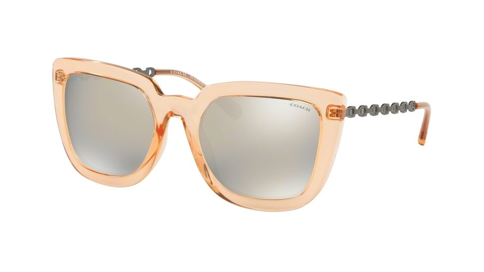 Coach L1064 HC8258U Prescription Sunglasses, 56mm, Transparent Peach, HC8258U-55637U-56-SV