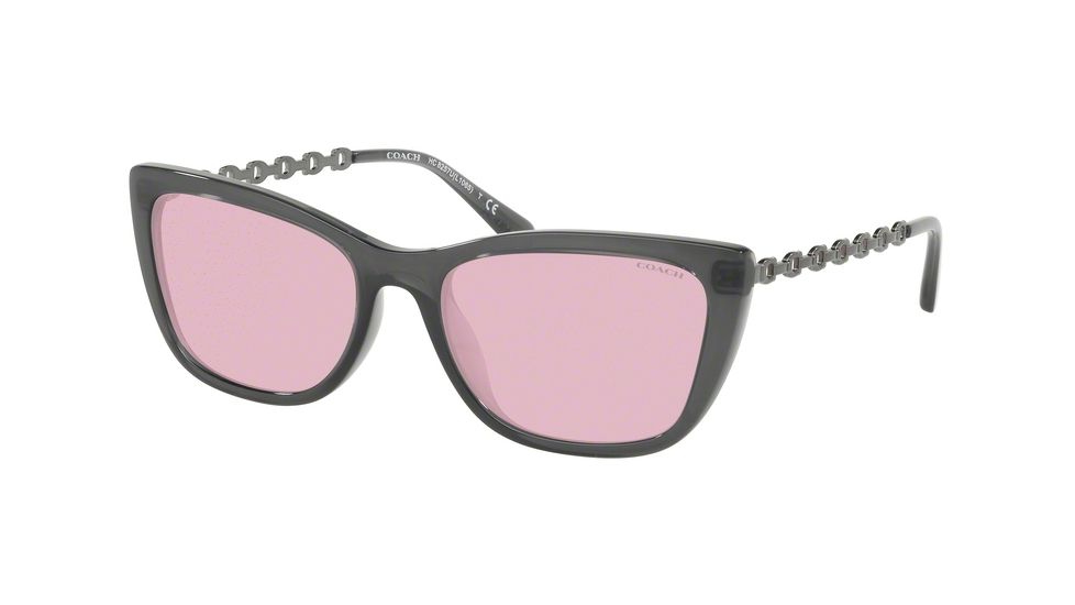Coach L1065 HC8257U Progressive Prescription Sunglasses, 55mm, Transparent Gray, HC8257U-55370E-55-PRO