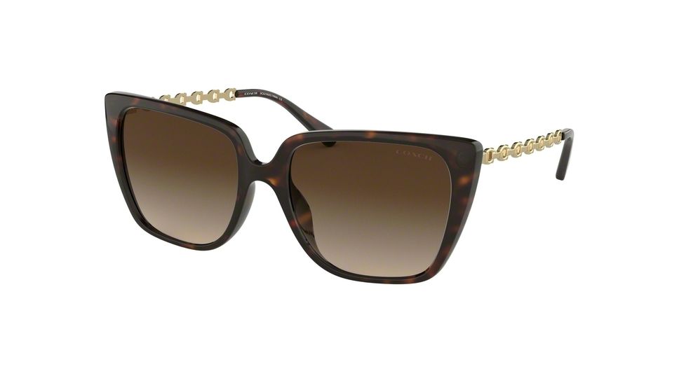 Coach L1066 HC8256U Sunglasses 512013-55 - Dark Tortoise Frame, Smoke Gradient Lenses