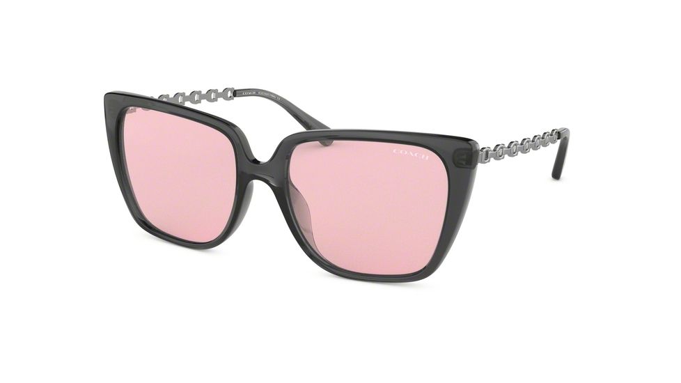 Coach L1066 HC8256U Sunglasses 55370E-55 - Transparent Gray Frame, Pink Flash Lenses