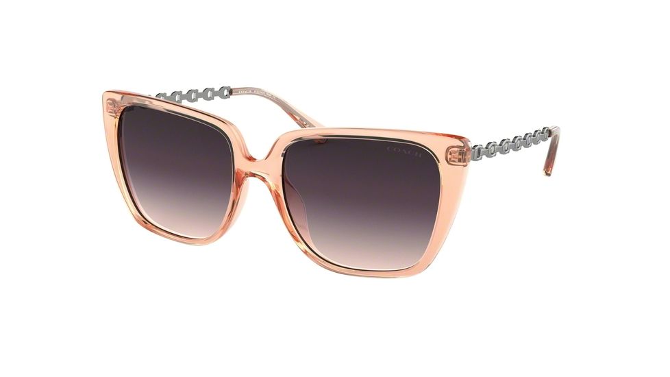 Coach L1066 HC8256U Sunglasses 556336-55 - Transparent Peach Frame, Purple Gradient Lenses