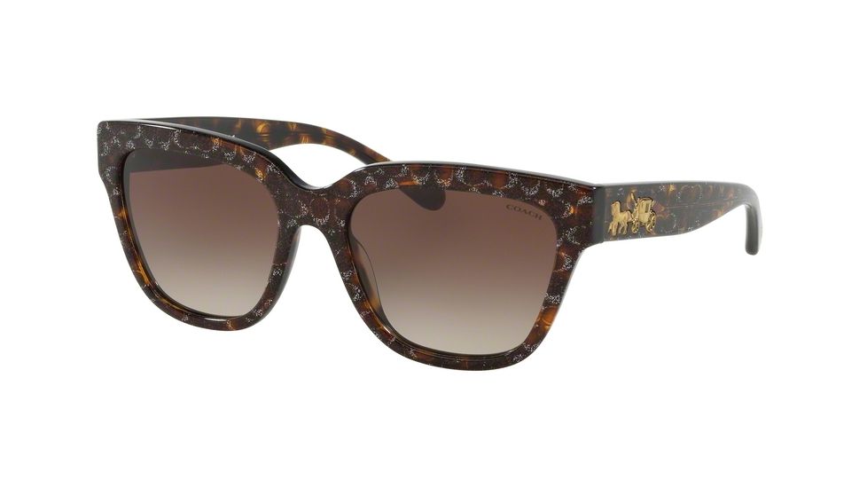 Coach L1082 HC8262 Prescription Sunglasses, 55mm, Tortoise Glitter, HC8262-554713-55-SV