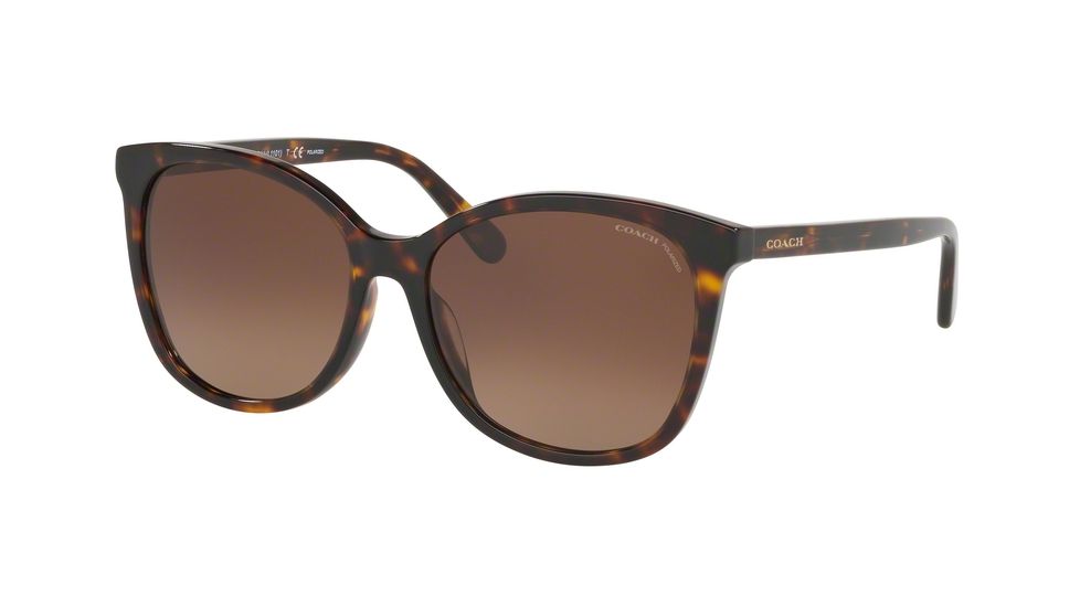 Coach L1101 HC8271U Progressive Prescription Sunglasses, 57mm, Dark Tortoise, HC8271U-5120T5-57-PRO