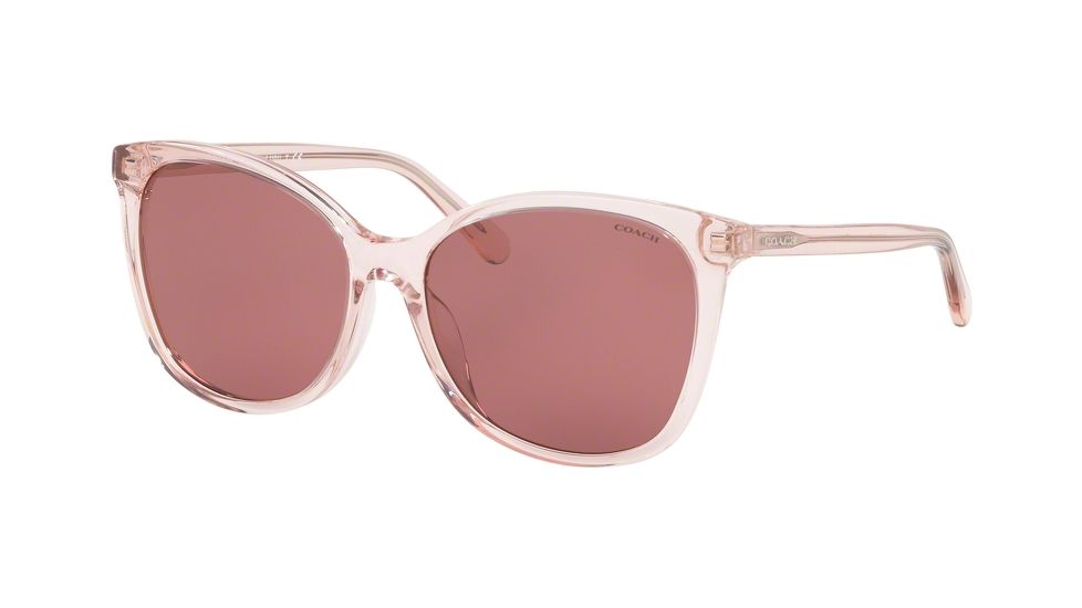 Coach L1101 HC8271U Progressive Prescription Sunglasses, 57mm, Transparent Pink, HC8271U-555669-57-PRO