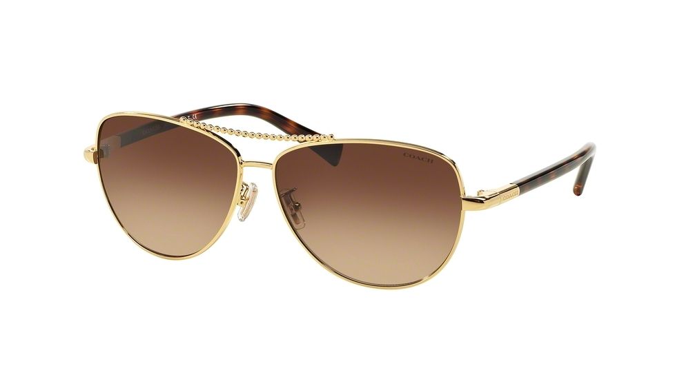 Coach L136 HC7058 Single Vision Prescription Sunglasses HC7058-923813-60 - Lens Diameter 60 mm, Frame Color Gold/Dark Tortoise