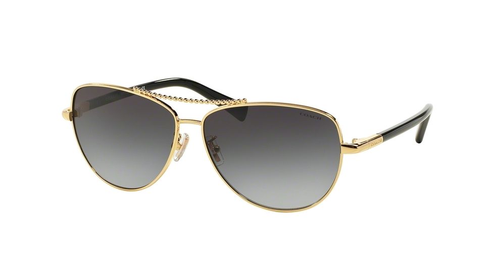 Coach L136 HC7058 Single Vision Prescription Sunglasses, 60mm, Gold / Black, HC7058-924611-60-SV