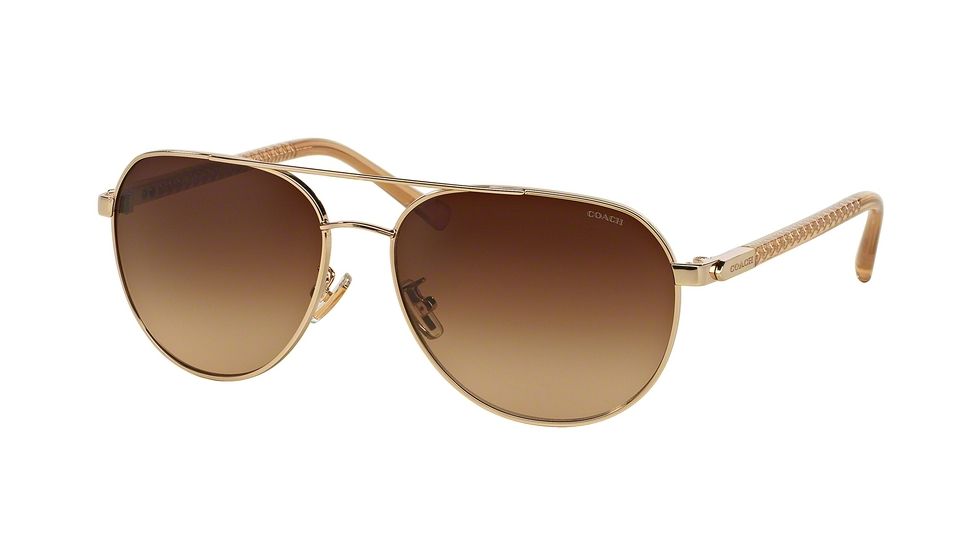 Coach L137 HC7053 Single Vision Prescription Sunglasses HC7053-922713-58 - Lens Diameter 58 mm, Frame Color Light Gold/ Crystal Lt Brown