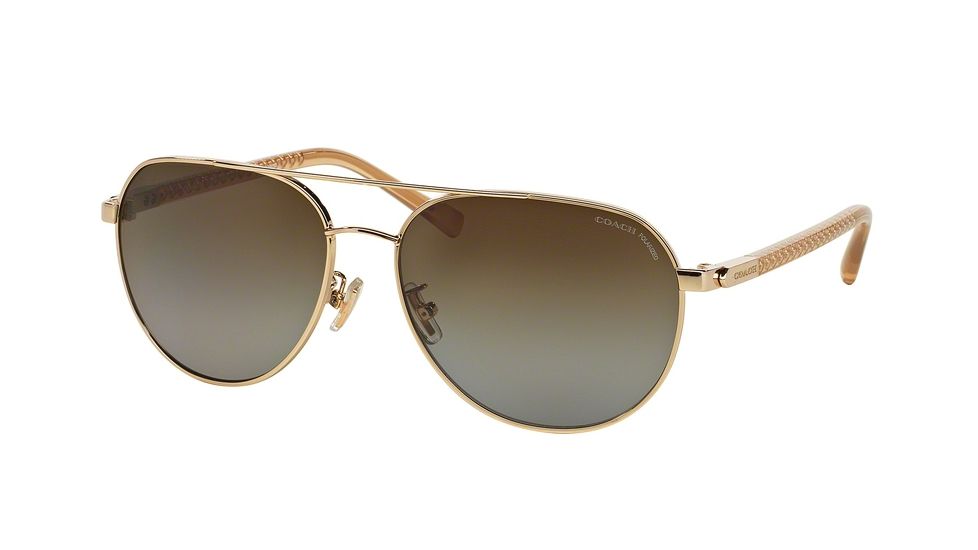Coach L137 HC7053 Single Vision Prescription Sunglasses HC7053-9227T5-58 - Lens Diameter 58 mm, Frame Color Light Gold/ Crystal Lt Brown