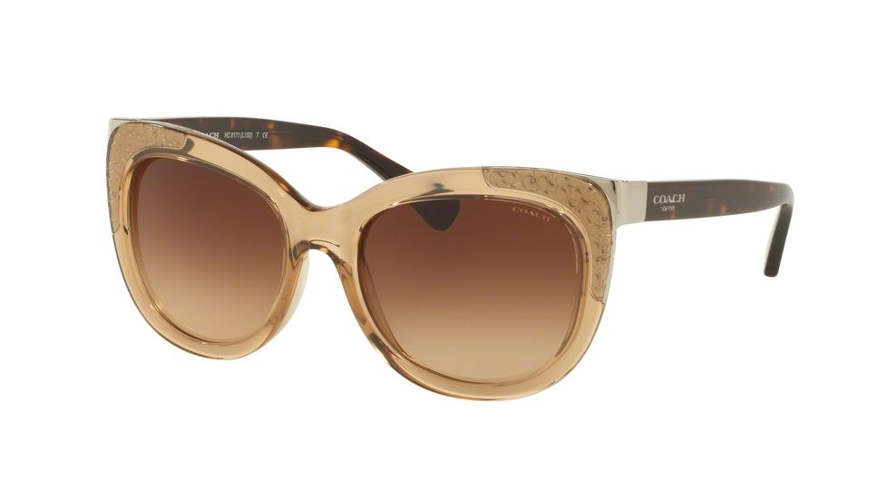 Coach L152 HC8171 Single Vision Prescription Sunglasses HC8171-536913-56 - Lens Diameter 56 mm, Frame Color Crystal Light Brown/Dark Tortoise
